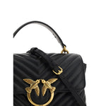 PINKO Love Lady Mini Handbag with gold-plated Love Birds logo, quilted calfskin, removable chain strap, and iconic design features.