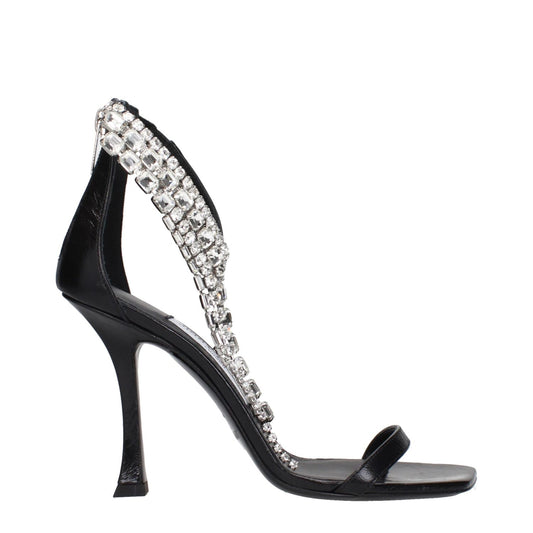 Jimmy Choo Black Leather Stiletto Heel Sandals