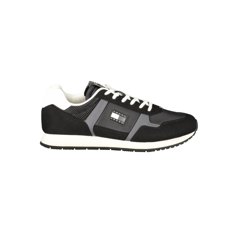 Tommy Hilfiger Black Polyester Men Sneaker with bold design and iconic logo for a stylish streetwear look.
