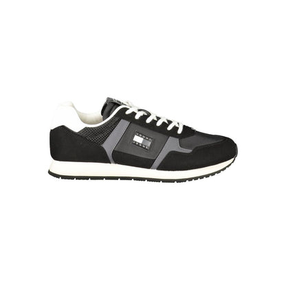 Tommy Hilfiger Black Polyester Men Sneaker with bold design and iconic logo for a stylish streetwear look.