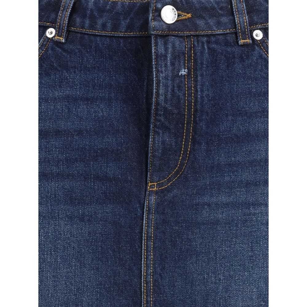 Dolce & Gabbana Blue Cotton Mini Skirt with five-pocket design, front zipper, button closure, and logo plaque detail for casual style.