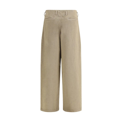 Golden Goose Bicolor Cotton Casual Pants with wide leg and tailored design, featuring belt loops and multiple pockets.