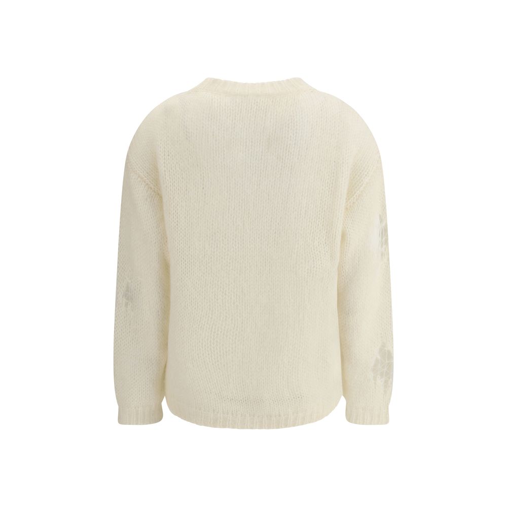 Back view of Fabiana Filippi Cream Mohair Sweatshirt with ribbed neckline and hem.