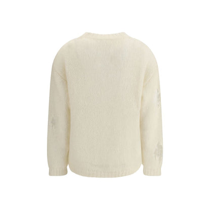 Back view of Fabiana Filippi Cream Mohair Sweatshirt with ribbed neckline and hem.
