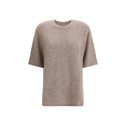 Loulou De Saison Beige Wool Sweatshirt made from a yak blend with a crew neck and short sleeves for comfort and warmth.