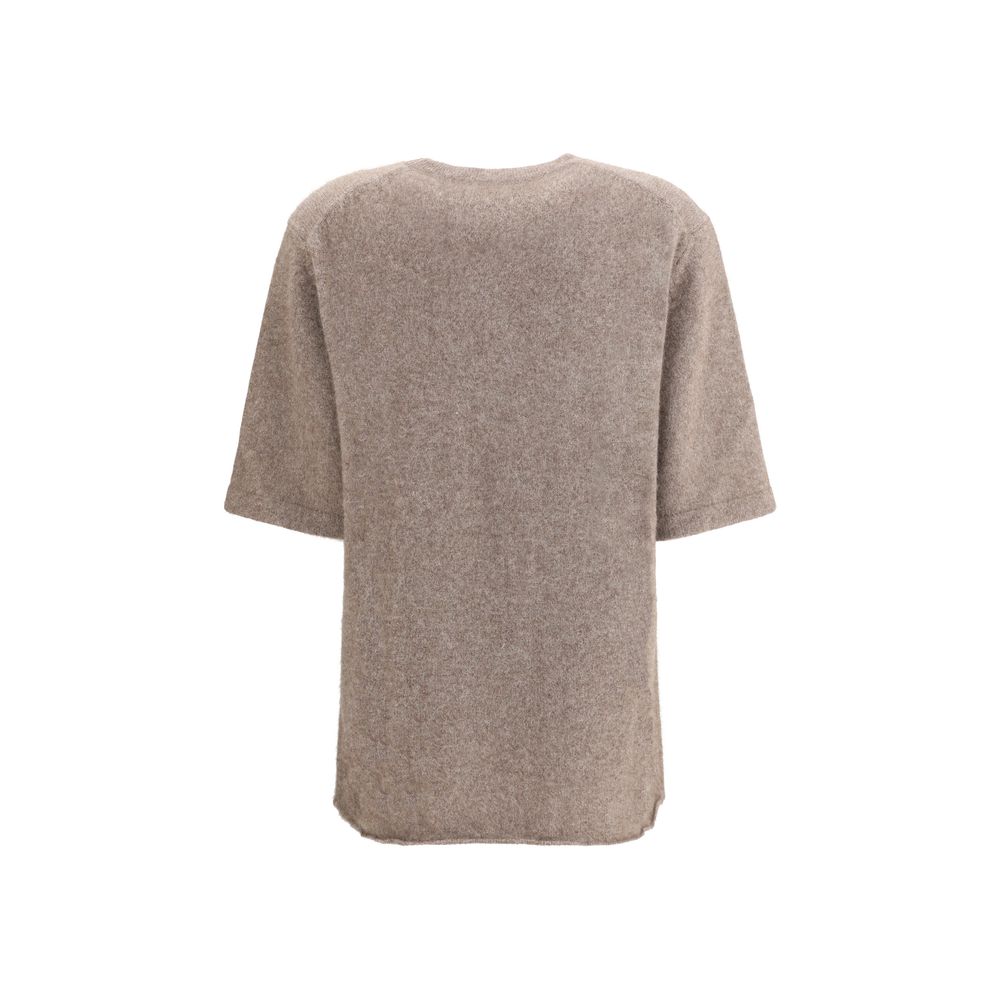 Back view of Loulou De Saison Beige Wool Sweatshirt featuring soft yak blend for AW25 season.