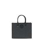 Versace La Medusa Tote Bag with V pattern and La Medusa emblem, featuring double handles and leather feet for protection
