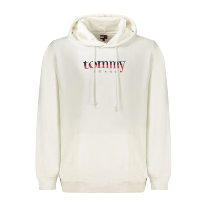 Tommy Hilfiger White Cotton Men Sweater with hood and logo, eco-friendly fashion.