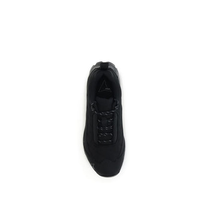 Top view of ROA Black Polyamide Athletic Sneakers highlighting sleek design.