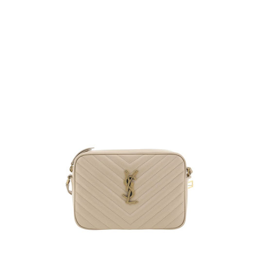 Saint Laurent Beige Calf Leather Bos Taurus Shoulder Bag with quilted design and brand logo, top zip fastening, flat shoulder strap.