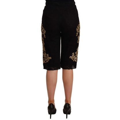 Dolce & Gabbana Black Lace Gold Baroque SPECIAL PIECE Shorts