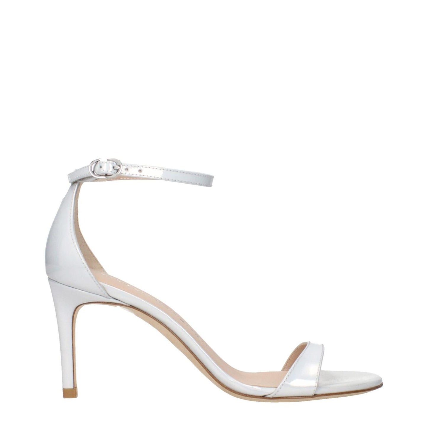 Stuart Weitzman White Leather Stiletto Heel Sandals