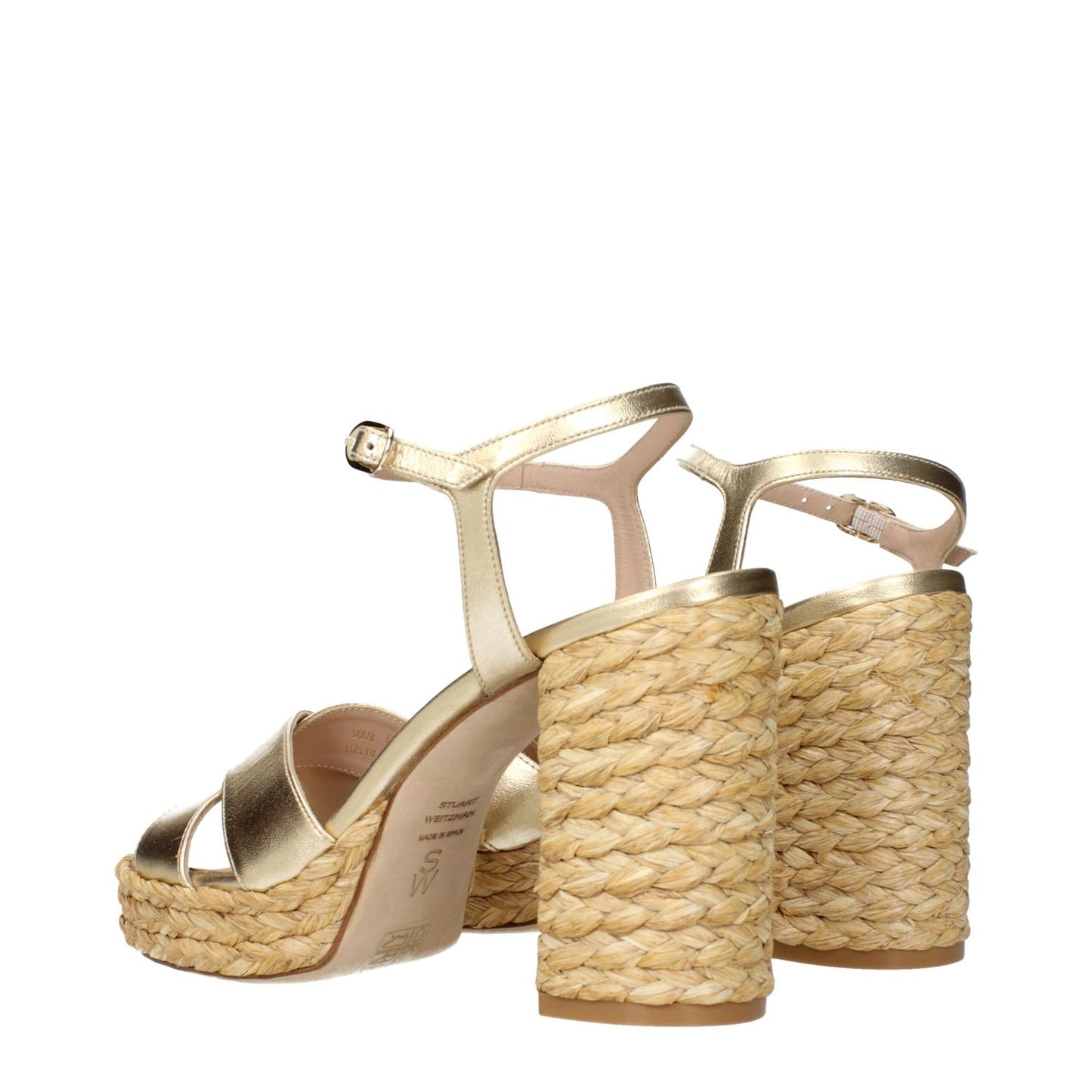 Stuart Weitzman Gold Leather Platform Sandals