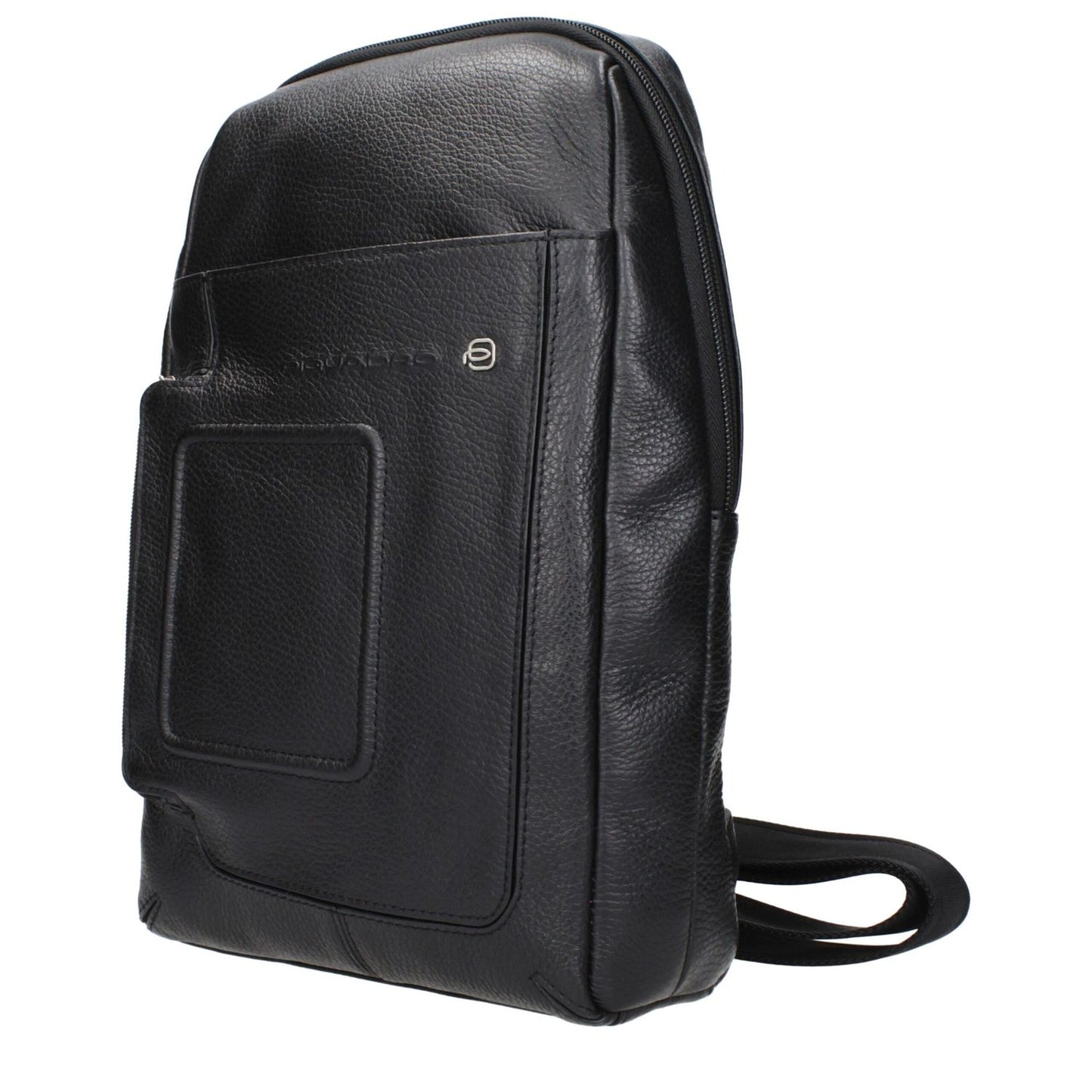 Piquadro Black Leather Crossbody Bag with adjustable straps and front logo. MPN: CA4832VIN, Code: F84382