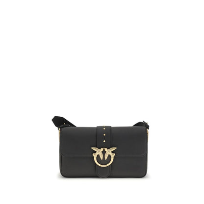 PINKO Black Calf Leather Bos Taurus Shoulder Bag