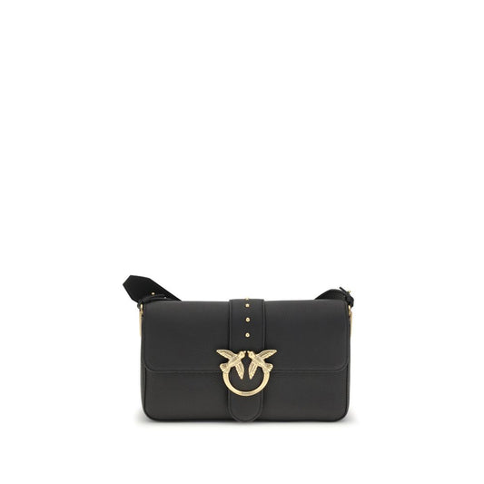 PINKO Black Calf Leather Bos Taurus Shoulder Bag