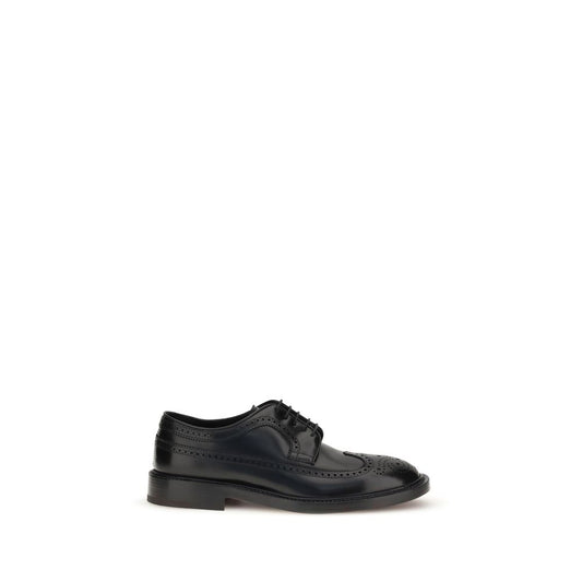 Fratelli Rossetti Leather derby Lace-Ups in black with decorative perforations and textured sole.