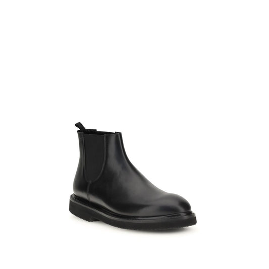 Premiata Chelsea Ankle Boots in dark brown calf leather with durable Goodyear construction and platform sole, made in Italy.
