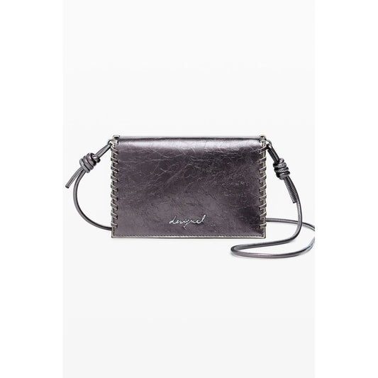 Desigual Bronze Polyethylene Women Wallet with shoulder strap and dual compartments, trendy mini-bag style.