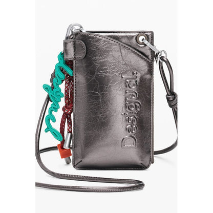 Desigual Bronze Polyethylene Women Wallet with logo and shoulder strap, fashion-forward accessory for bold style and utility.