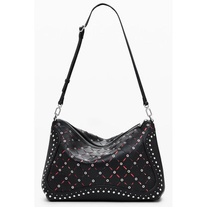 Desigual Black Polyethylene Women Handbag with contrasting details and adjustable strap.