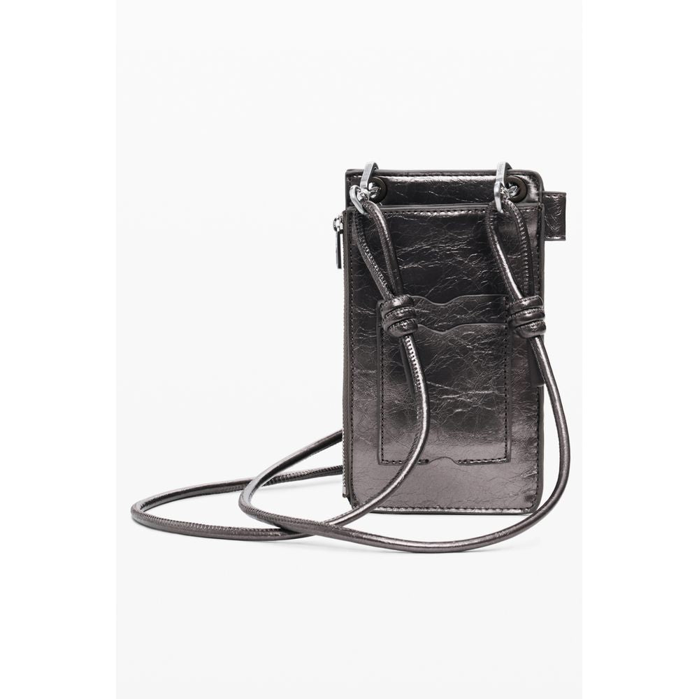 Desigual Bronze Polyethylene Women Wallet showcases utility with a removable key holder and shoulder strap, perfect for bold style lovers.