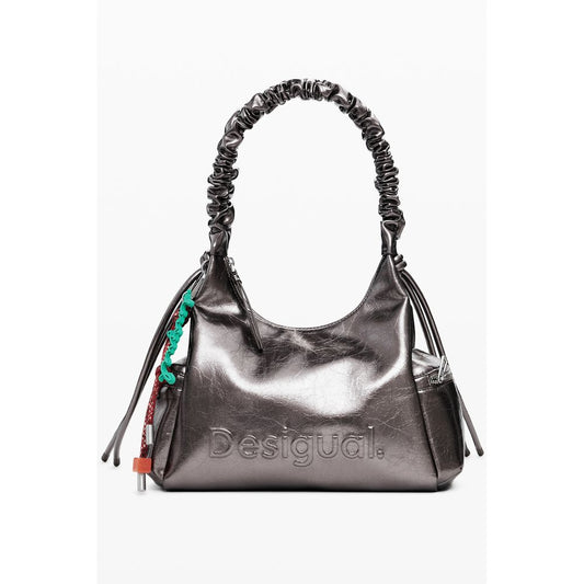 Desigual Bronze Polyethylene Women Handbag with relief print and trio of pockets