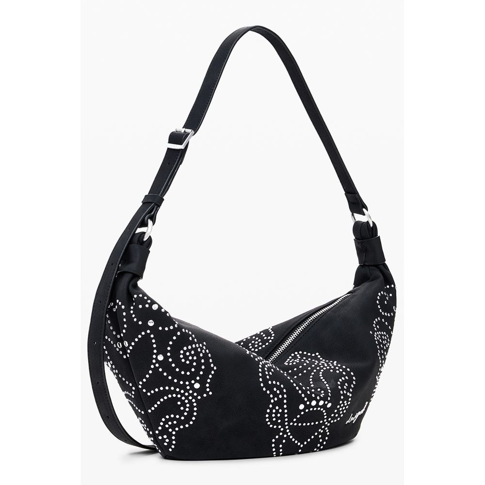Desigual Black Polyethylene Women Handbag with stud embellishments and adjustable strap