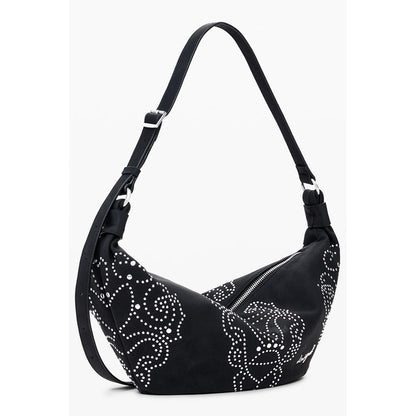 Desigual Black Polyethylene Women Handbag with stud embellishments and adjustable strap