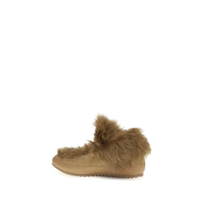 Pedro García Beige Leather Ankle Boots with fur lining and knurled sole for style and comfort, side view.