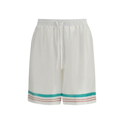 Casablanca White Silk Bermuda Shorts