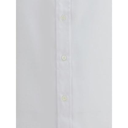 Brunello Cucinelli White Cotton Dress Shirt with button details and classic collar, featuring a clean and versatile design for AW25.