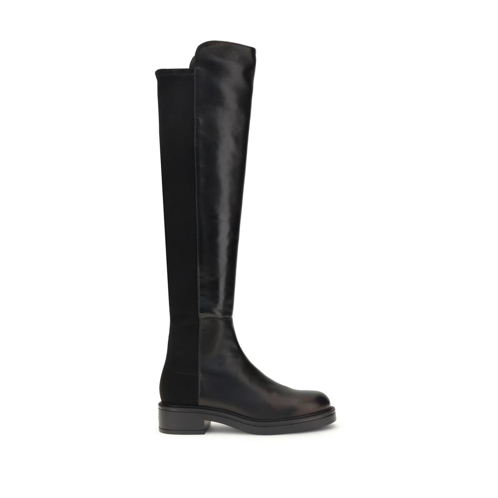 Stuart Weitzman Black Leather Over The Knee Celia high boots with block heel, elegant and comfortable design, AW25 collection.
