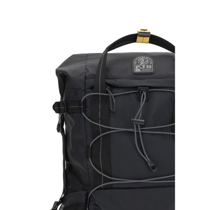 Parajumpers Black Polyamide Backpack with adjustable straps and multiple pockets, perfect for practicality and style.