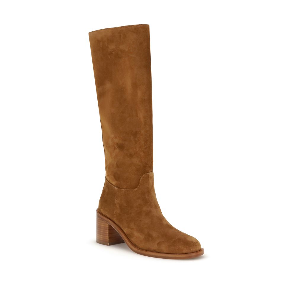 Stuart Weitzman Brown Calf Leather Bos Taurus High Heel Boots