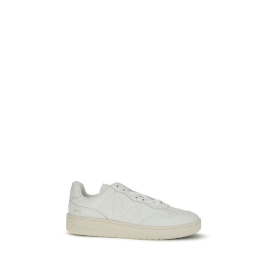 Veja White Leather Low Top Sneakers with minimalist design and V logo patch on the side