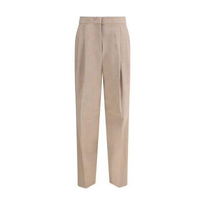 Fabiana Filippi Beige Fleece Wool Dress Pants with elegant darts and diamond thread loop detail showcasing refined craftsmanship.