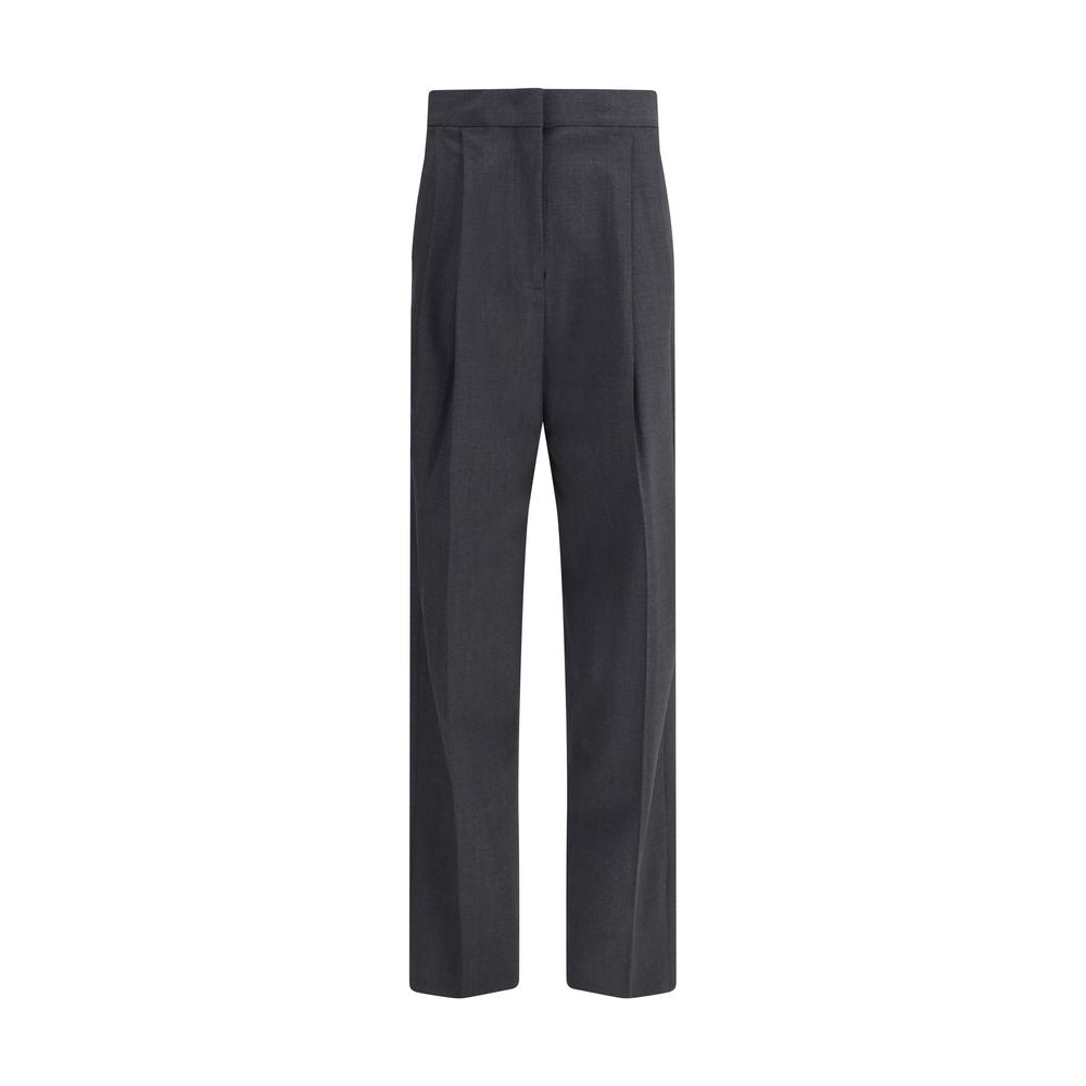 Fabiana Filippi Gray Fleece Wool Casual Pants with diamond thread loop detail, highlighting sophistication and refined elegance.