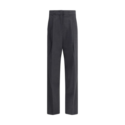 Fabiana Filippi Gray Fleece Wool Casual Pants with diamond thread loop detail, highlighting sophistication and refined elegance.