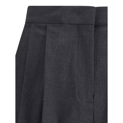 Fabiana Filippi Gray Fleece Wool Casual Pants with elegant design and diamond thread loop detail.