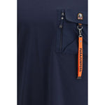 Parajumpers Short sleeve T-Shirt with logo pocket detail and zipper, showcasing navy color and functional design.