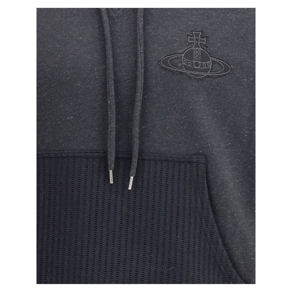 Vivienne Westwood Gray Cotton Sweatshirt with embroidered Orbit logo and adjustable drawstring hood.