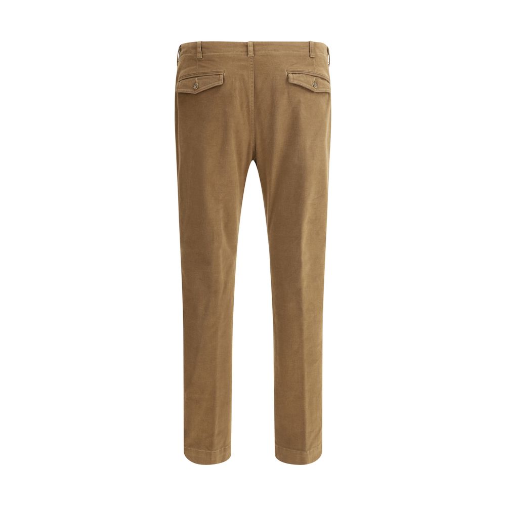 Back view of Germano Brown Cotton Pants featuring classic five-pocket design and slim fit for a modern look.