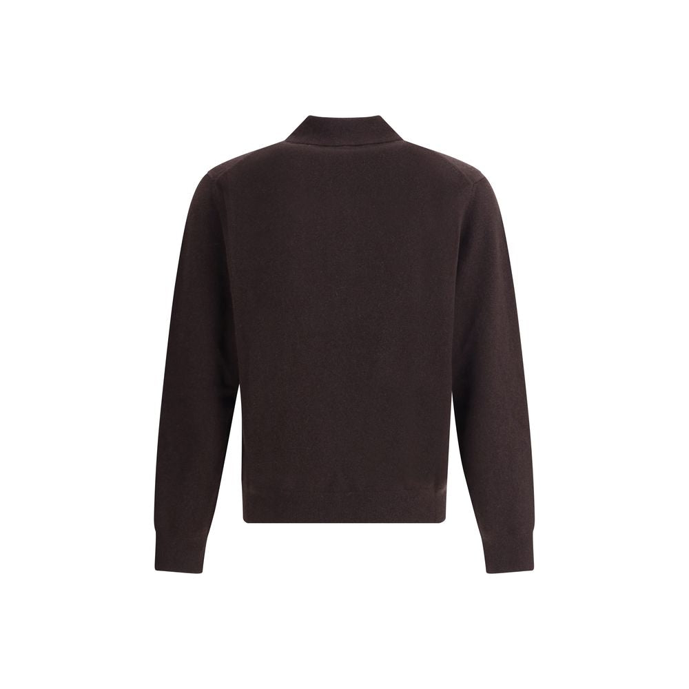 Back view of Burberry Brown Cashmere Cashmere Sweater showing ribbed trims and classic design.