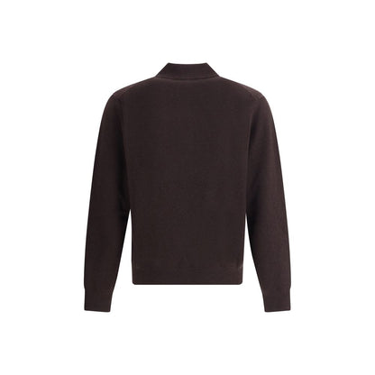 Back view of Burberry Brown Cashmere Cashmere Sweater showing ribbed trims and classic design.