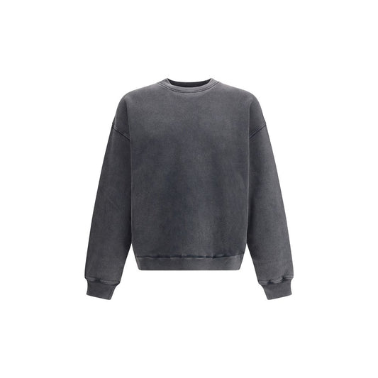 Axel Arigato Gray Cotton Sweatshirt with embroidered letter patches, oversized fit, ribbed cuffs, and crew neck, sustainable organic cotton.