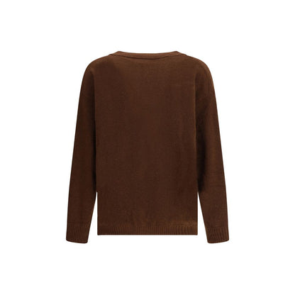 Back view of Laneus Brown Cashmere Cardigan, featuring ribbed hem and oversized fit for casual elegance.