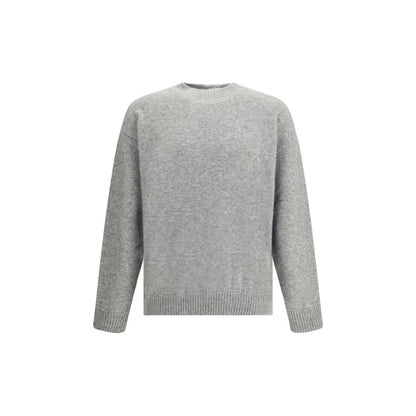 Laneus Gray Cashmere Cashmere Sweater with ribbed crew neck and cuffs, showcasing sophisticated design and luxurious comfort.