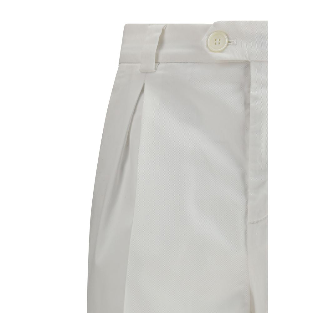Brunello Cucinelli White Cotton Casual Pants