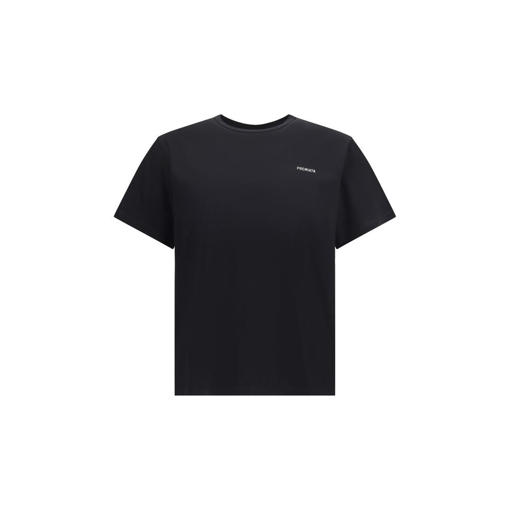 Premiata Black Cotton T-Shirt with embroidered logo, classic collar, short sleeves with cuffs, ideal for casual looks, 100% cotton.